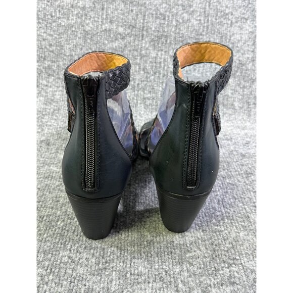 White Mountain Womens 9.5M black Sundown Leather Open Toe Casual Ankle Strap 2" - Picture 7 of 16